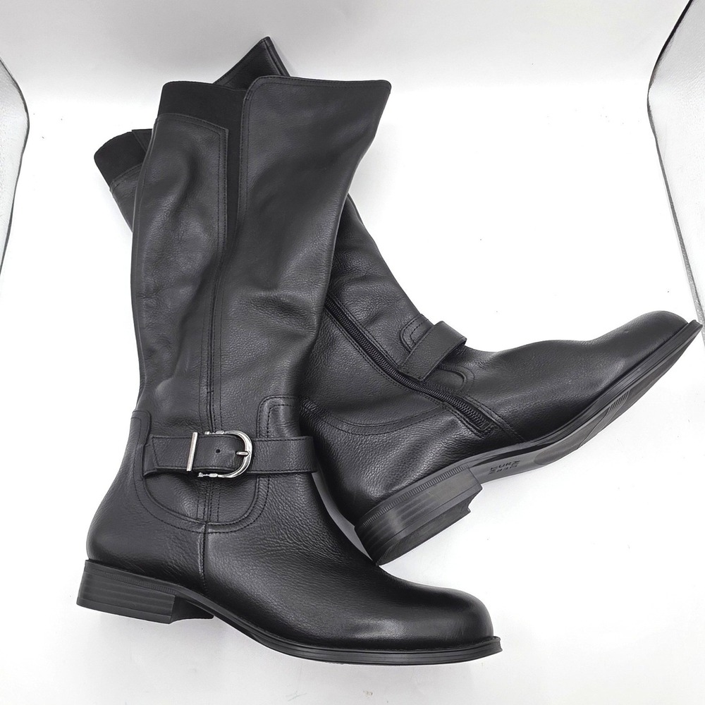 Naturalizer Jaya Tall Boot Black Leather Buckle Women 9.5M